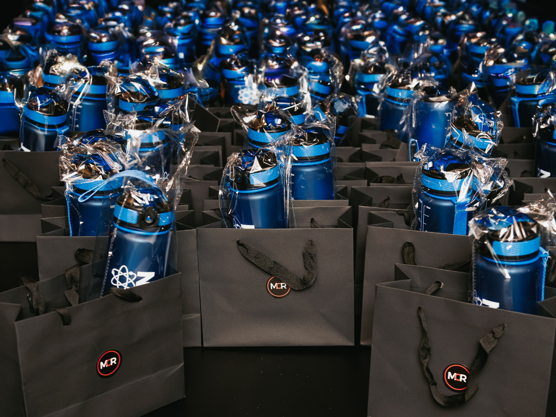 MCR-branded gift bags with partner products